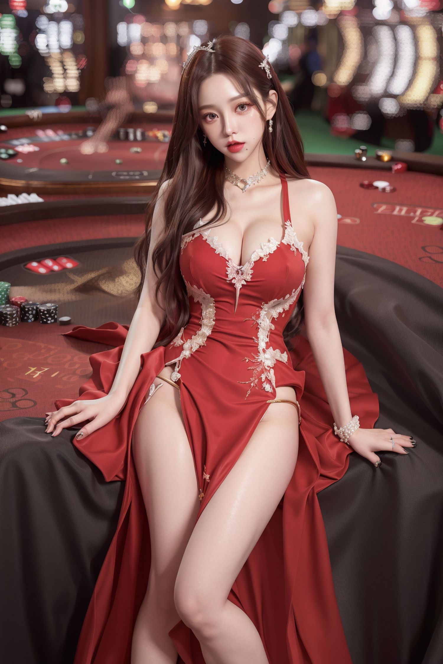 AI美女性感红裙美腿写真 Casino Playgirl pixiv@HouseOfGirl